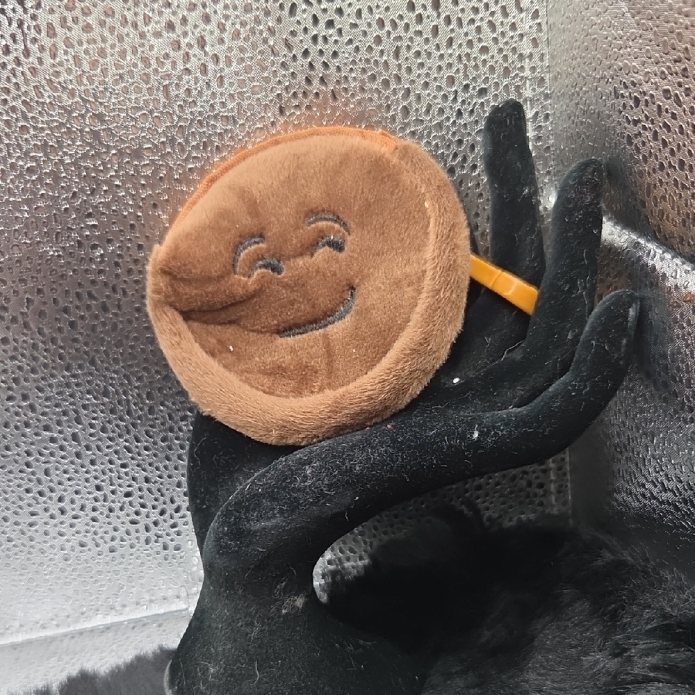Brown Smiley Plush Keychain Or Coin Pouch NWOT